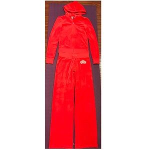 Juicy Couture Velour Track Suit Red XS